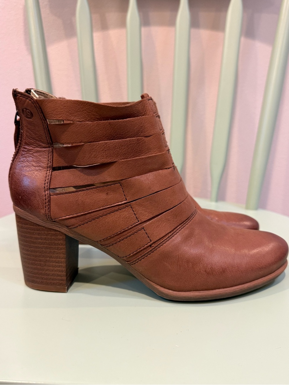 Josef Seibel Brown Leather Strappy Block Heel Ankle Boots Size 38